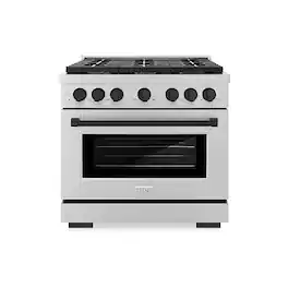 ZLINE - Autograph Edition 36" Paramount Gas Range w/ 6 Burners & Matte Black Accents (SGRZ-36-MB) - Stainless Steel