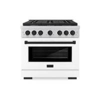 ZLINE - 36 in. 5.2 cu. ft. Freestanding Gas Range with Gas Oven with White Matte Door - Stainless Steel - Front_Zoom