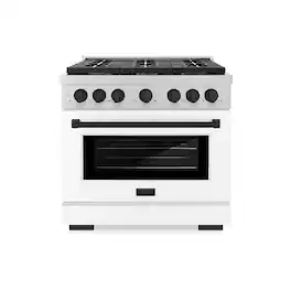 ZLINE - Autograph 36" Paramount Gas Range with 6 Burners and Black Accents (SGRZ-WM-36-MB) - White