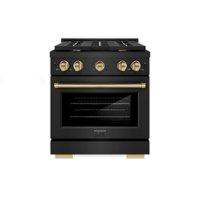 ZLINE  30 in. 4.2 cu. ft.  Freestanding  Gas Range with Gas Oven in Black Stainless Steel and Champagne Bronze Accents - Front_Zoom