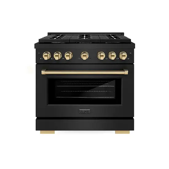 ZLINE Autograph 36&quot; Paramount Black Stainless Gas Range w/ 6 