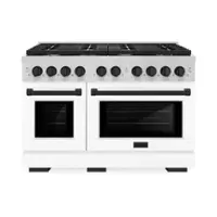 ZLINE - Autograph 48" Paramount Gas Range w/ 8 Burners & White Doors w/ Black Accents (SGRZ-WM-48-MB) - White - Front_Zoom