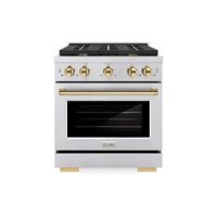 ZLINE - 30 in. 4.2 cu. ft. Freestanding Gas Range with Gas Oven and Polished Gold Accents - Stainless Steel - Front_Zoom