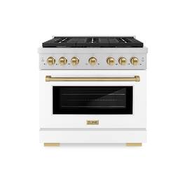 ZLINE - Autograph 36" Paramount Gas Range with 6 Burners and Bronze Accents (SGRZ-WM-36-CB) - White