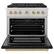 Angle. ZLINE - ZLINE 36 in. 5.2 cu. ft. Freestanding Gas Range with Gas Oven in Stainless Steel with Black Matte Door.