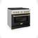 Left. ZLINE - ZLINE 36 in. 5.2 cu. ft. Freestanding Gas Range with Gas Oven in Stainless Steel with Black Matte Door.