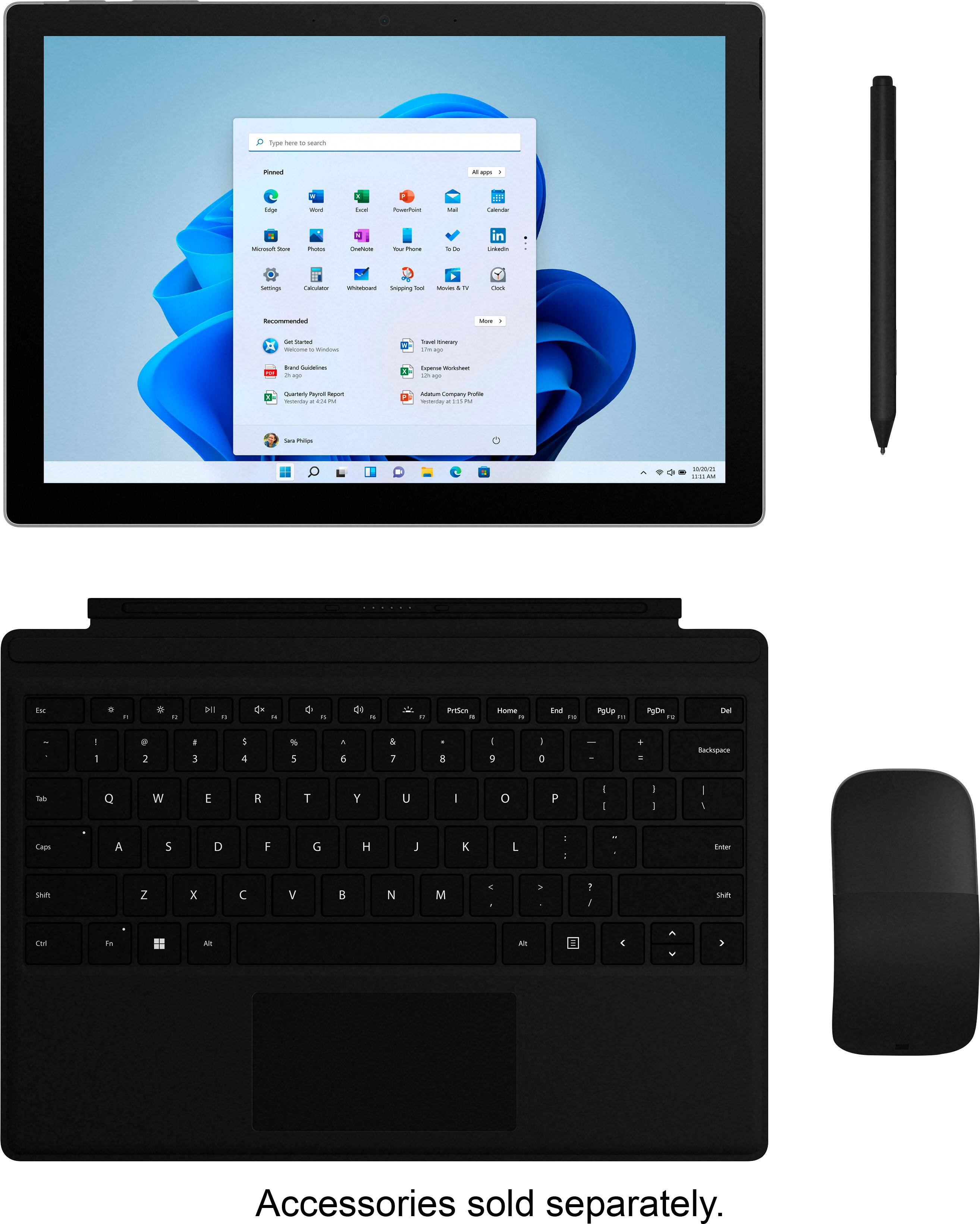 Alt View 15. Microsoft - Refurbished Surface Pro 7+ - 12.3” Touch Screen – Intel Core i5 – 8GB Memory – 256GB SSD with Black Cover (Latest Model) - Platinum.