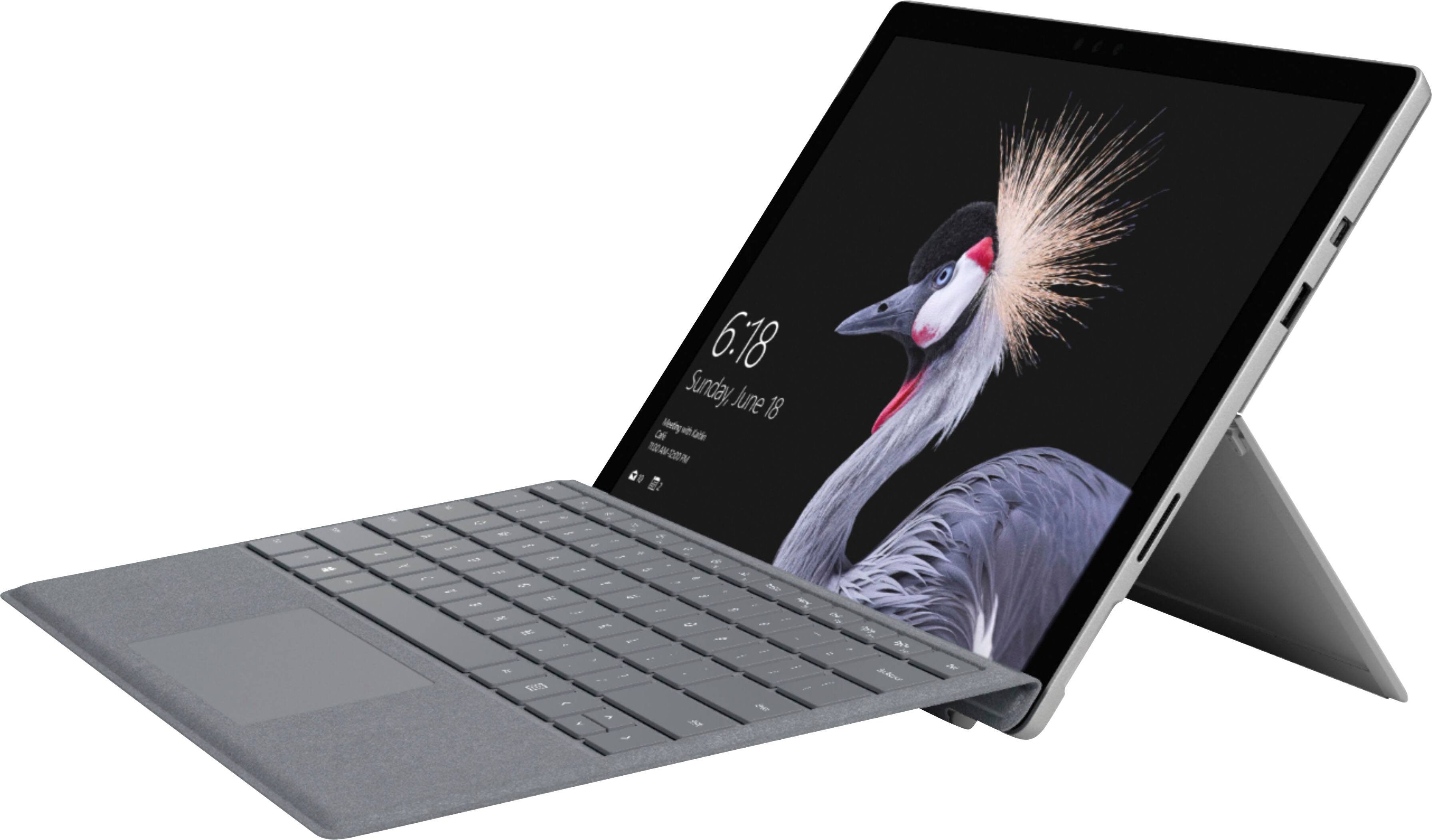 Left. Microsoft - Refurbished Surface Pro - 12.3" Touch-Screen - Intel Core i5 - 8GB Memory - 128GB SSD with Platinum Cover (Latest Model) - Silver.