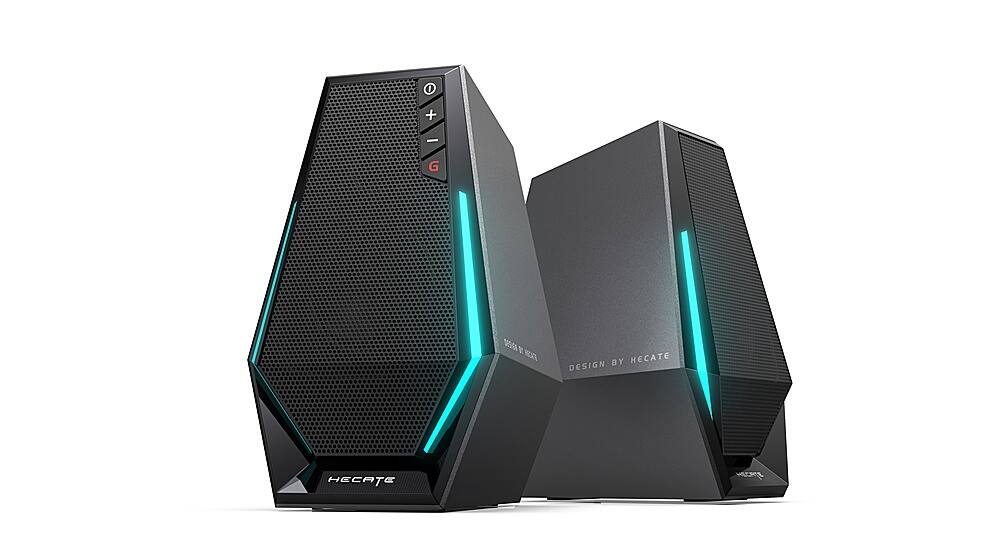 The image features two computer towers, one on the left and one on the right, with the word "HECATE" written on them. The towers are placed next to each other, and they are both black in color.