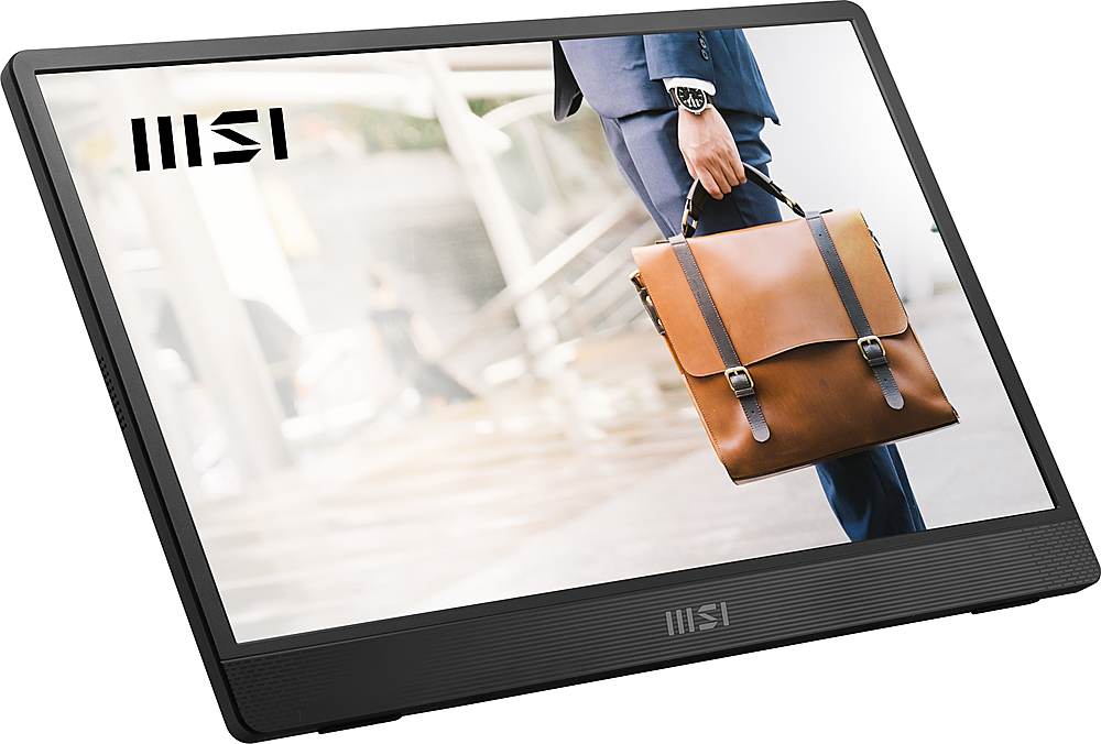 Angle. MSI - ProMP161E2 15.6” IPS FHD 1080P USB Type-C Portable Monitor with built-in speaker(Mini HDMI, Type-C) Metal Gray - Metal Gray.