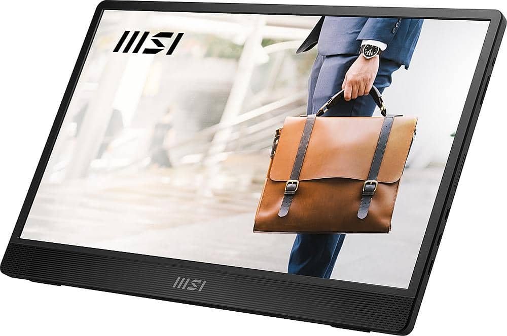 Left. MSI - ProMP161E2 15.6” IPS FHD 1080P USB Type-C Portable Monitor with built-in speaker(Mini HDMI, Type-C) Metal Gray - Metal Gray.