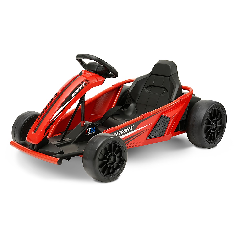 Left View: Hyper - Drifting Go Kart Electric Ride On w/ 9 MPH Max Speed - Red