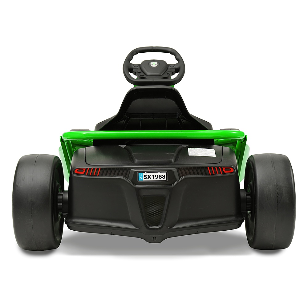 Left View: Hyper - Drifting Go Kart Electric Ride On w/ 9 MPH Max Speed - Green