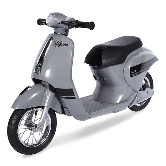 Front. Hyper - Retro Scooter, Powered Ride-on with Easy Twist Throttle and 14MPH Max Speed - Silver.