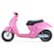 The image features a pink Barbie scooter, which is a small motorcycle-like vehicle. The scooter has a black seat and is designed with a Barbie theme. The scooter is parked on a white background, making it stand out prominently in the image.