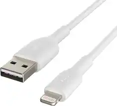 Front. Belkin - BoostCharge Lightning to USB-A Cable 6.6ft - White.
