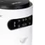 The Levoit LV-H134 is a white and black coffee maker with a digital display and control panel. The control panel features a power button, a coffee button, and a temperature button, along with a timer and a clock. The coffee maker is designed to make coffee quickly and efficiently, providing a convenient and user-friendly experience for those who enjoy a hot beverage.
