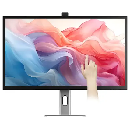 Front. Alogic - Clarity Max Touch 32" UHD 4K Monitor with USB-C Power Delivery, Webcam, Touch Screen, 4k Monitor, & 65W Power Delivery - Black.