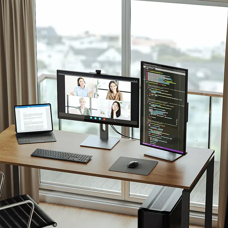 Alt View 25. Alogic - Clarity Max Pro 27" 60 Hz UHD 4K Monitor with USB-C,  65W Power Delivery and 8MP Smart Webcam - Black.