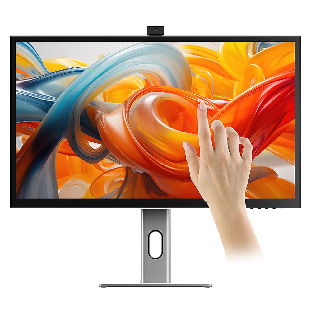 Front. Alogic - Clarity Max Touch 27" UHD 4K Monitor with USB-C Power Delivery, Webcam, Touch Screen, 4k Monitor, & 65W Power Delivery - Black.