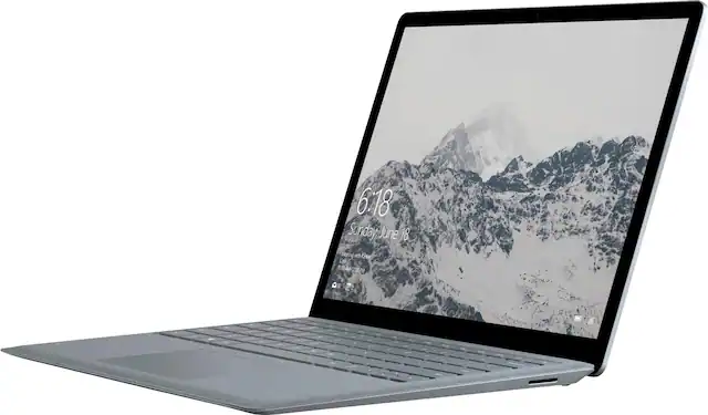 Front. Microsoft - Refurbished Surface Laptop – 13.5” Touchscreen - Intel Core i5 – 4GB Memory - 128GB Solid State Drive - Platinum.