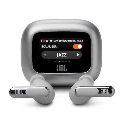 The image features a small electronic device with a screen displaying the word "Equalizer." The device has two earphones attached to it, which are positioned on either side of the device. The earphones are designed to provide a personalized listening experience by adjusting the audio frequency to suit the user's preferences. The device is likely used for listening to music or other audio content, with the equalizer function helping to enhance the sound quality and create a more enjoyable listening experience.