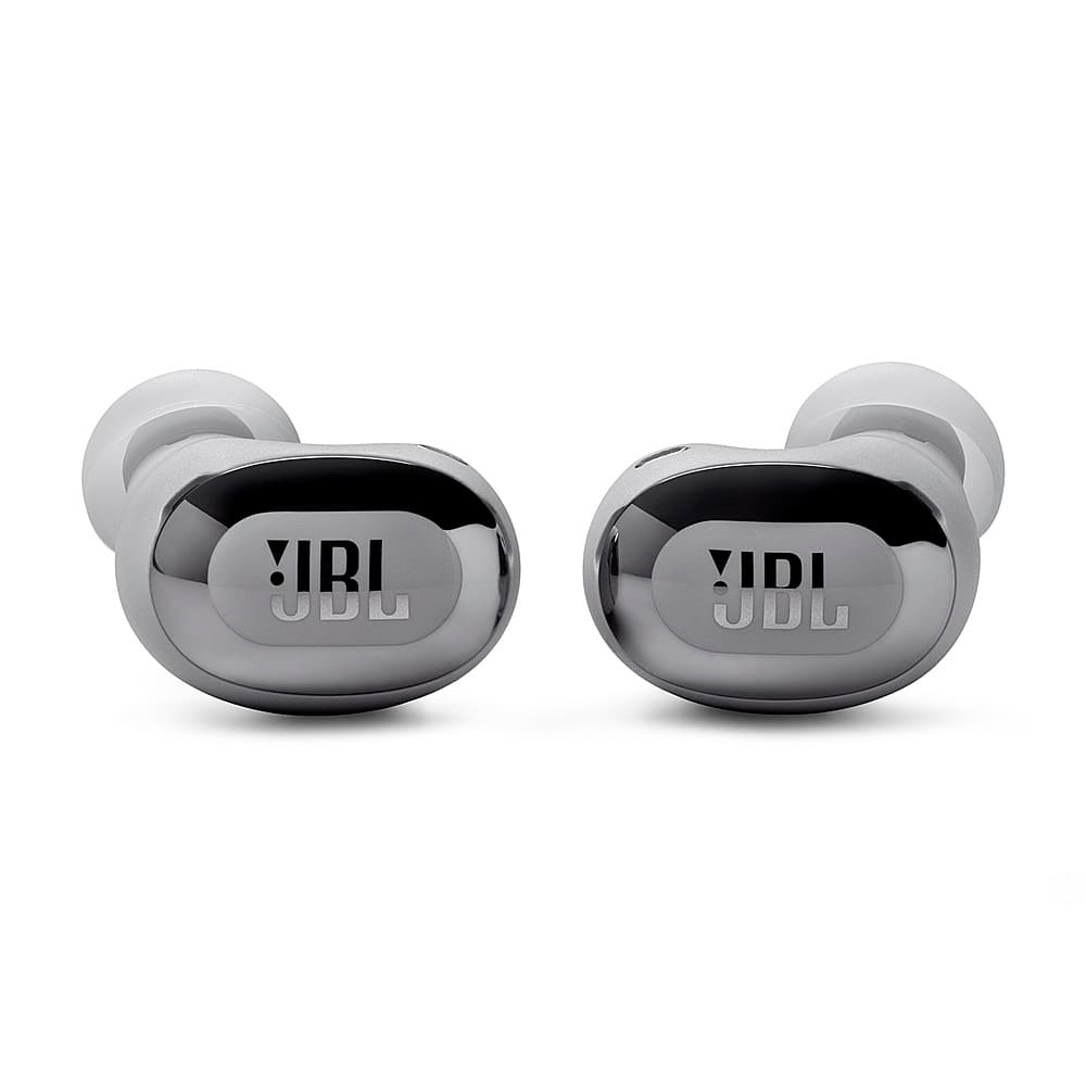The image shows a pair of earbuds with the letters "YDJ" on them. The earbuds are made of metal and are shiny, reflecting light. They are placed on a white background, making them stand out.