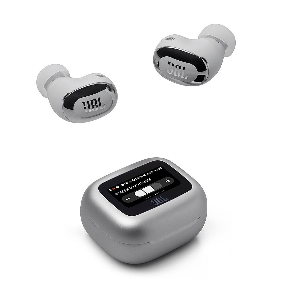 The image features a pair of white earbuds and a small electronic device. The earbuds are placed on top of the device, which has a screen displaying the time. The device is likely a music player or a smartphone, as it is connected to the earbuds. The earbuds are designed for comfortable listening and are compatible with the device.