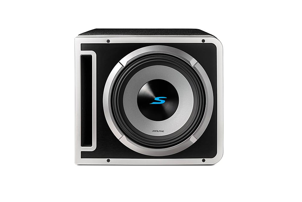 Front. Alpine - Halo S-Series Single 12" Dual Voice Coil 2-Ohm Preloaded Subwoofer Enclosure with ProLink - Black.