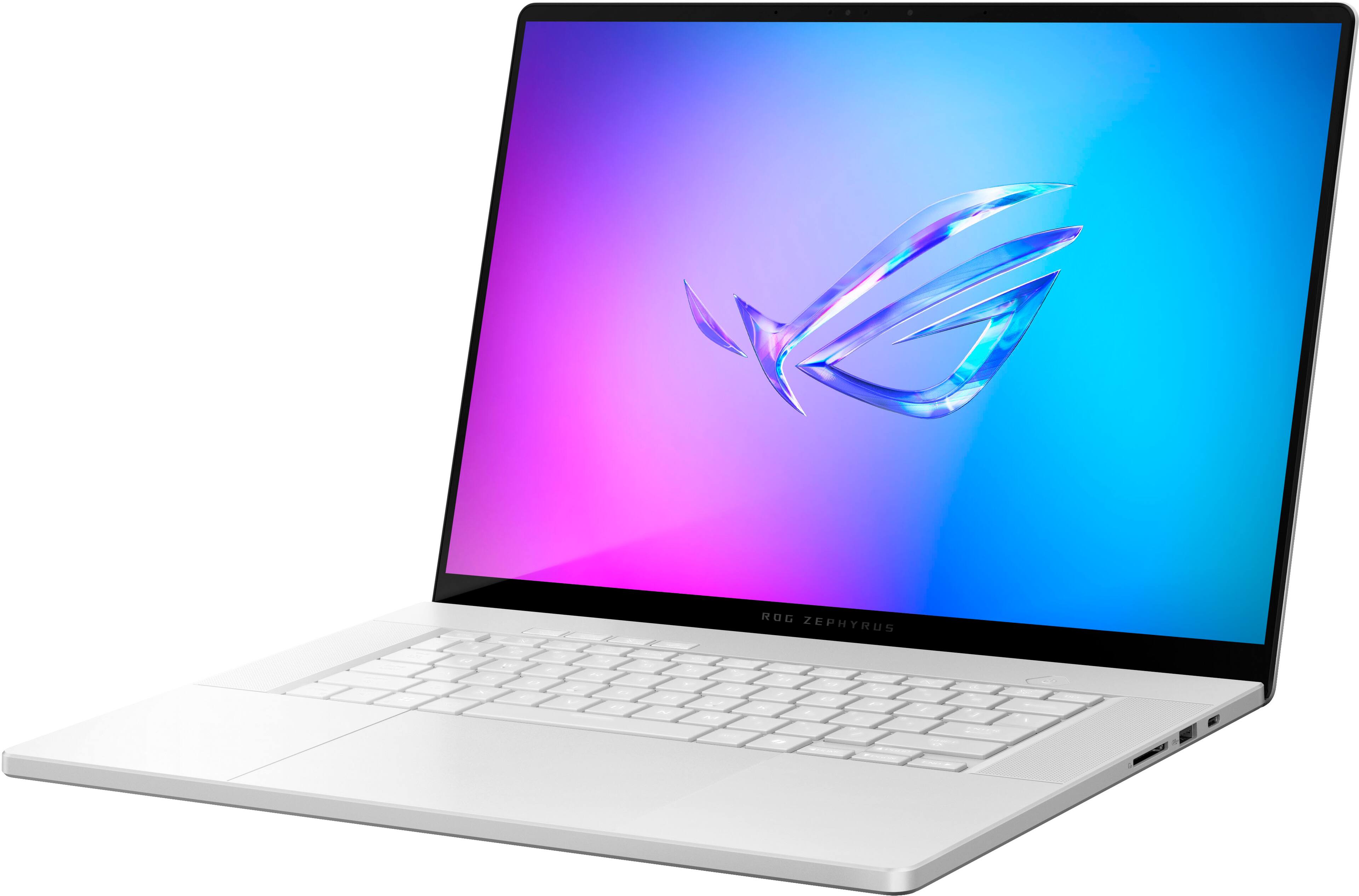 The image features a white laptop computer with a purple background and a fish logo on the screen. The laptop is turned on and ready for use.
