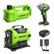 Front. Greenworks - 24V Cordless Tire Change 3 Piece Combo Kit with 4.0Ah Battery & Charger - Green.