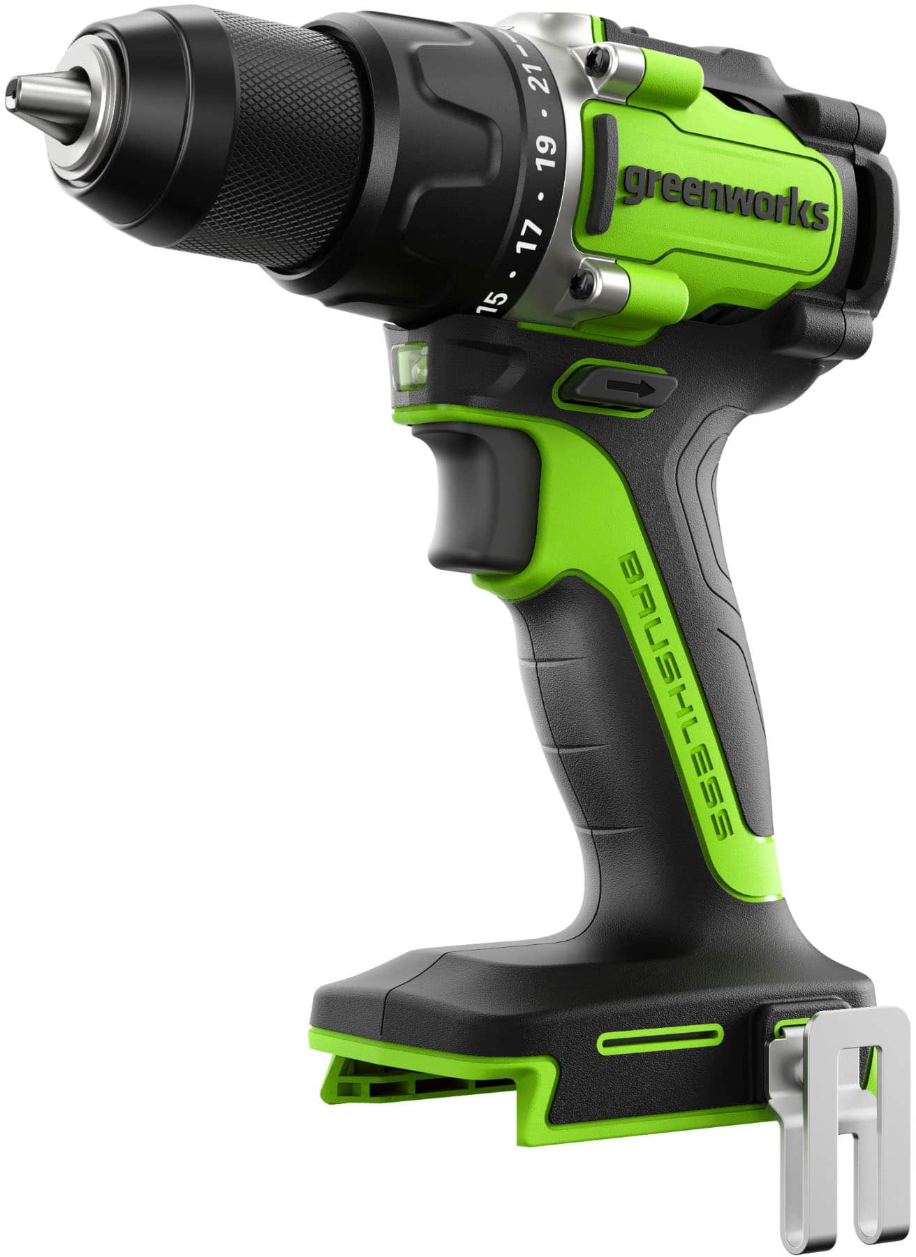 Back. Greenworks - 24V 5 Tool Combo Kit - Drill, Impact Driver, Recip Saw, Light, Bluetooth Speaker, 2Ah + 4Ah Batteries, & Charger - Green.