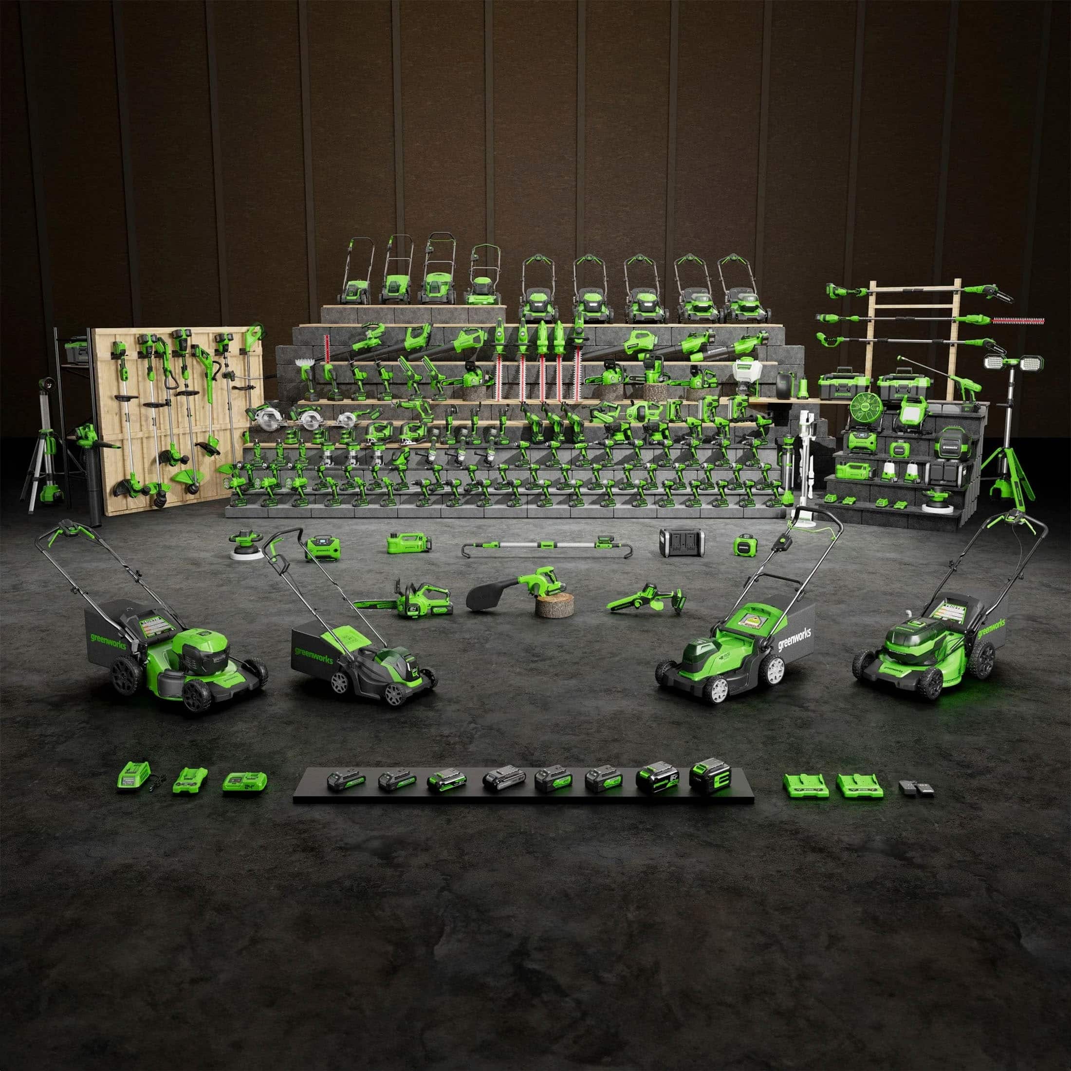 Alt View 14. Greenworks - 24V 5 Tool Combo Kit - Drill, Impact Driver, Recip Saw, Light, Bluetooth Speaker, 2Ah + 4Ah Batteries, & Charger - Green.