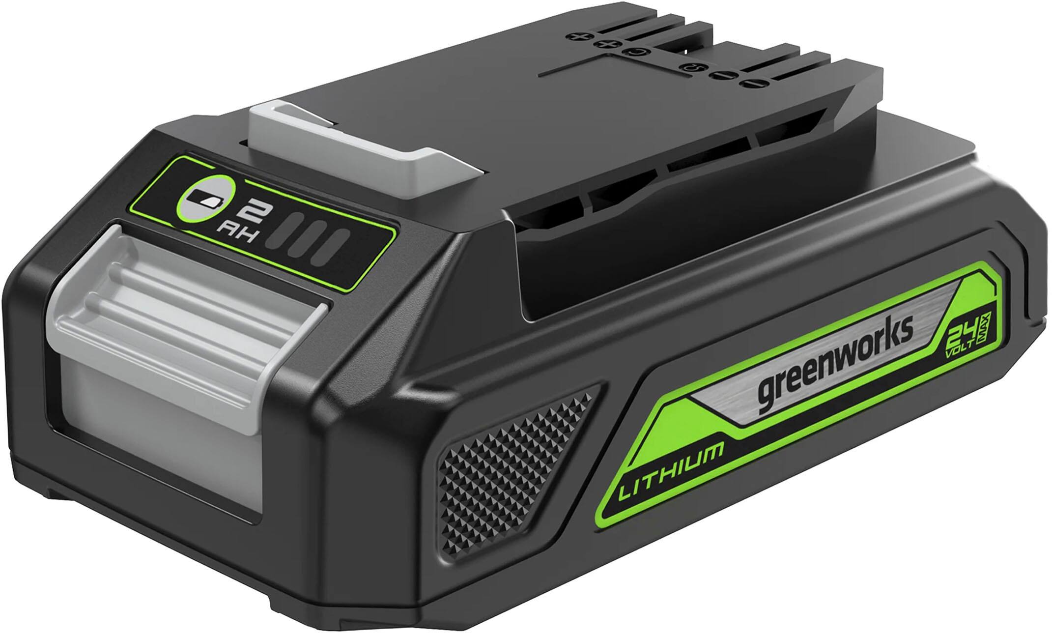 Alt View 2. Greenworks - 24V 5 Tool Combo Kit - Drill, Impact Driver, Recip Saw, Light, Bluetooth Speaker, 2Ah + 4Ah Batteries, & Charger - Green.