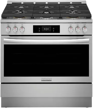 Front. Frigidaire - Gallery 4.6 Cu. Ft. Freestanding Dual-Fuel Total Convection Range with Air Fry - Stainless Steel.