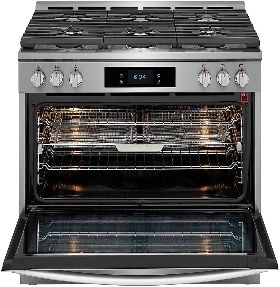 Alt View 11. Frigidaire - Gallery 4.6 Cu. Ft. Freestanding Dual-Fuel Total Convection Range with Air Fry - Stainless Steel.