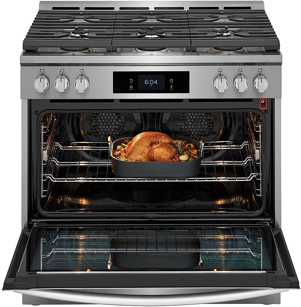 Alt View 12. Frigidaire - Gallery 4.6 Cu. Ft. Freestanding Dual-Fuel Total Convection Range with Air Fry - Stainless Steel.