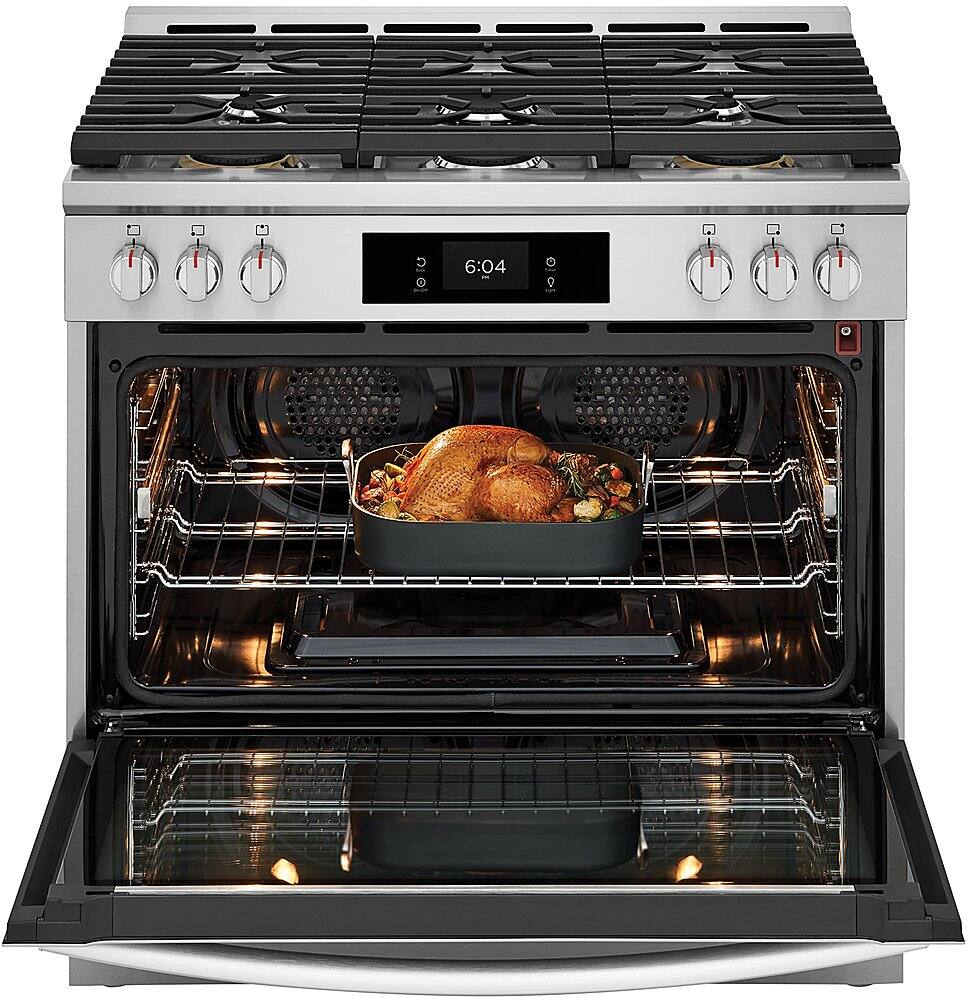 Alt View 1. Frigidaire - Gallery 4.6 Cu. Ft Freestanding Gas Total Convection Range with Air Fry - Stainless Steel.