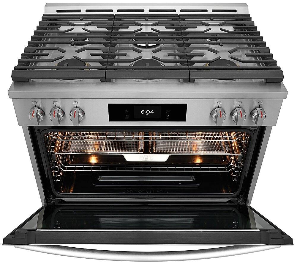 Alt View 2. Frigidaire - Gallery 4.6 Cu. Ft Freestanding Gas Total Convection Range with Air Fry - Stainless Steel.