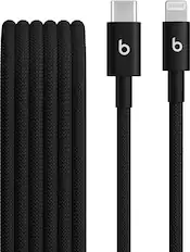Front. Beats - 5' USB-C to Lightning Woven Cable - Bolt Black.