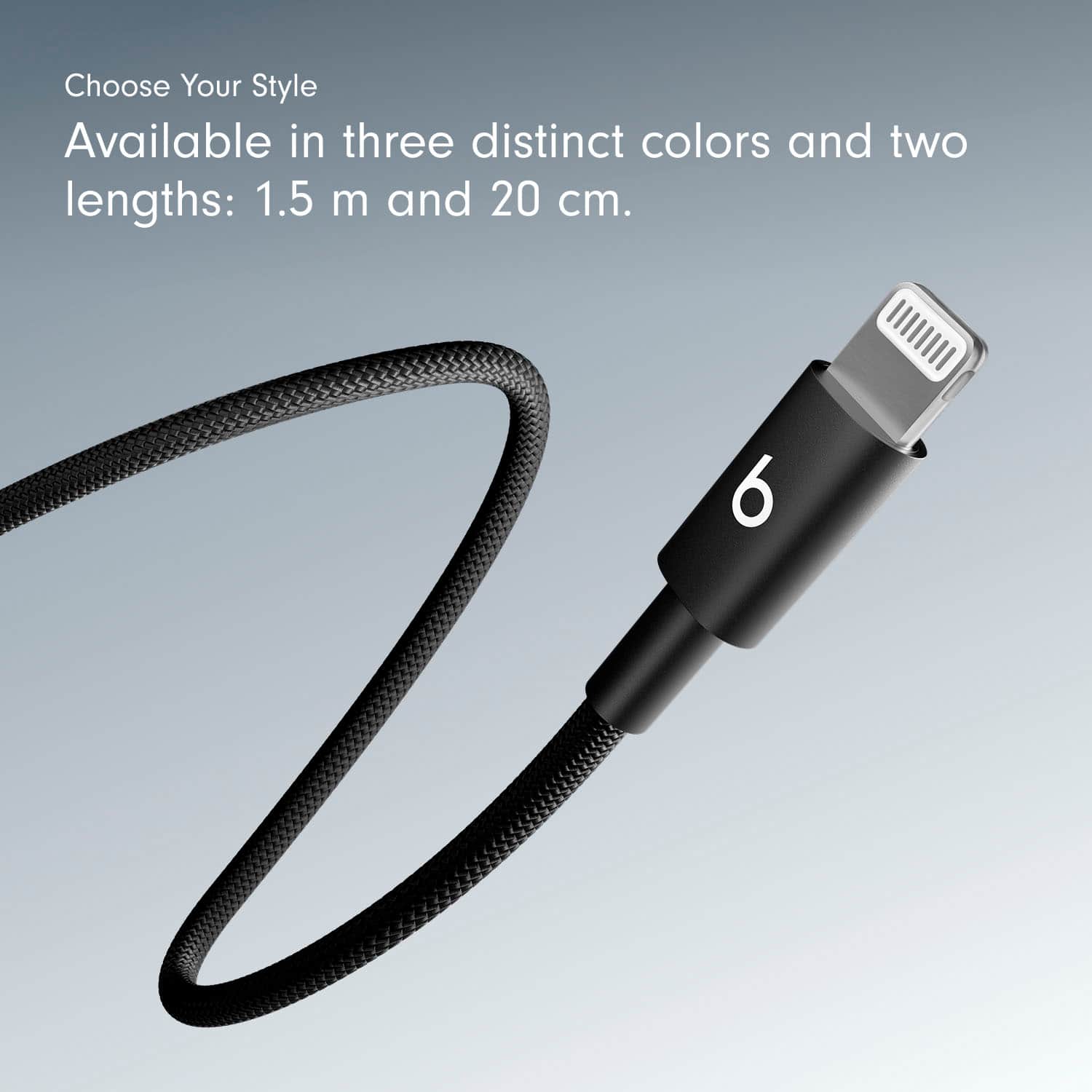 Alt View 15. Beats - 5' USB-C to Lightning Woven Cable - Bolt Black.