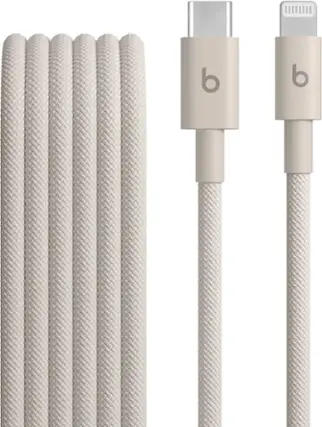 Front. Beats - 5' USB-C to Lightning Woven Cable - Surge Stone.