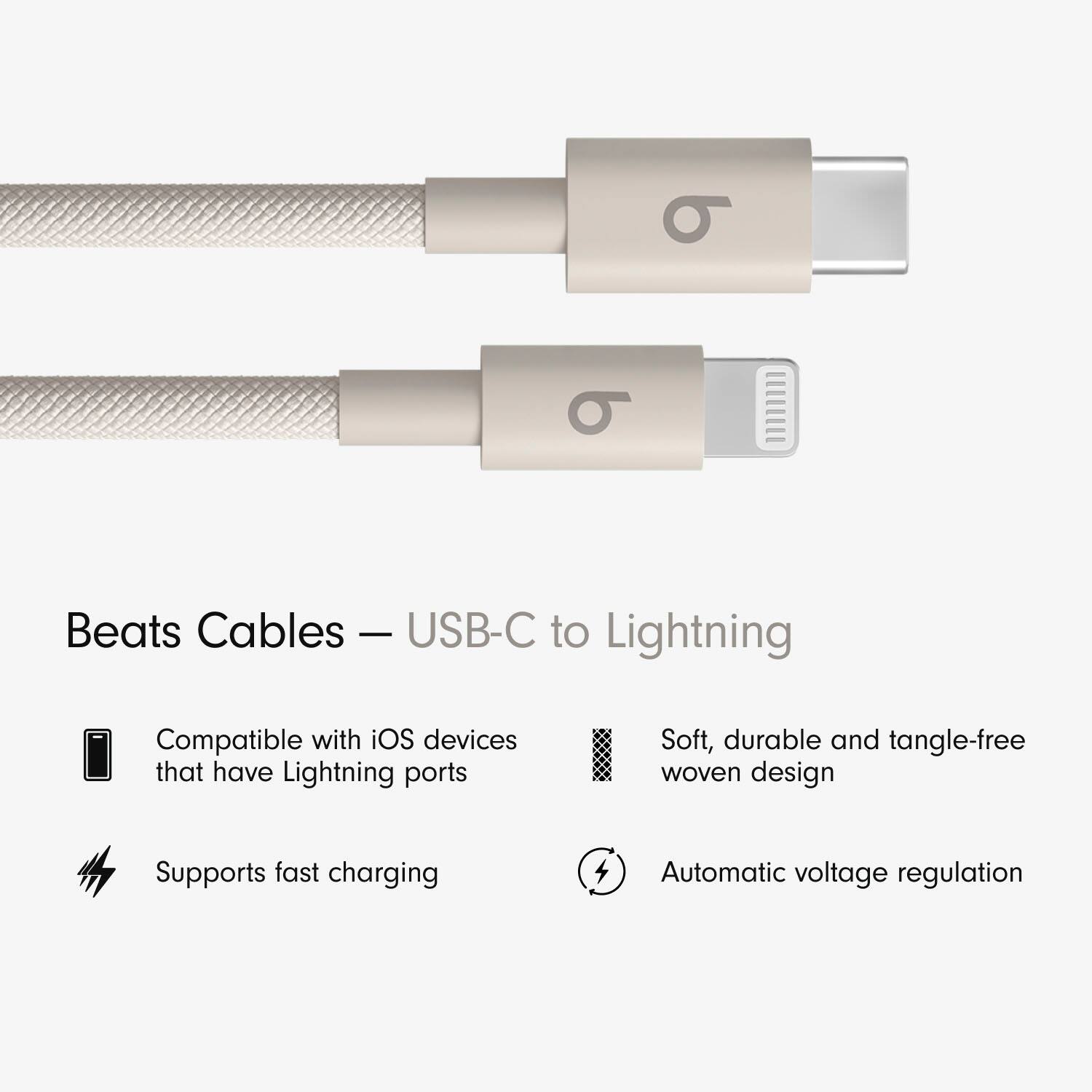 Alt View 11. Beats - 5' USB-C to Lightning Woven Cable - Surge Stone.