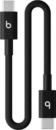Front. Beats - 8" USB-C to USB-C Woven Short Cable - Bolt Black.