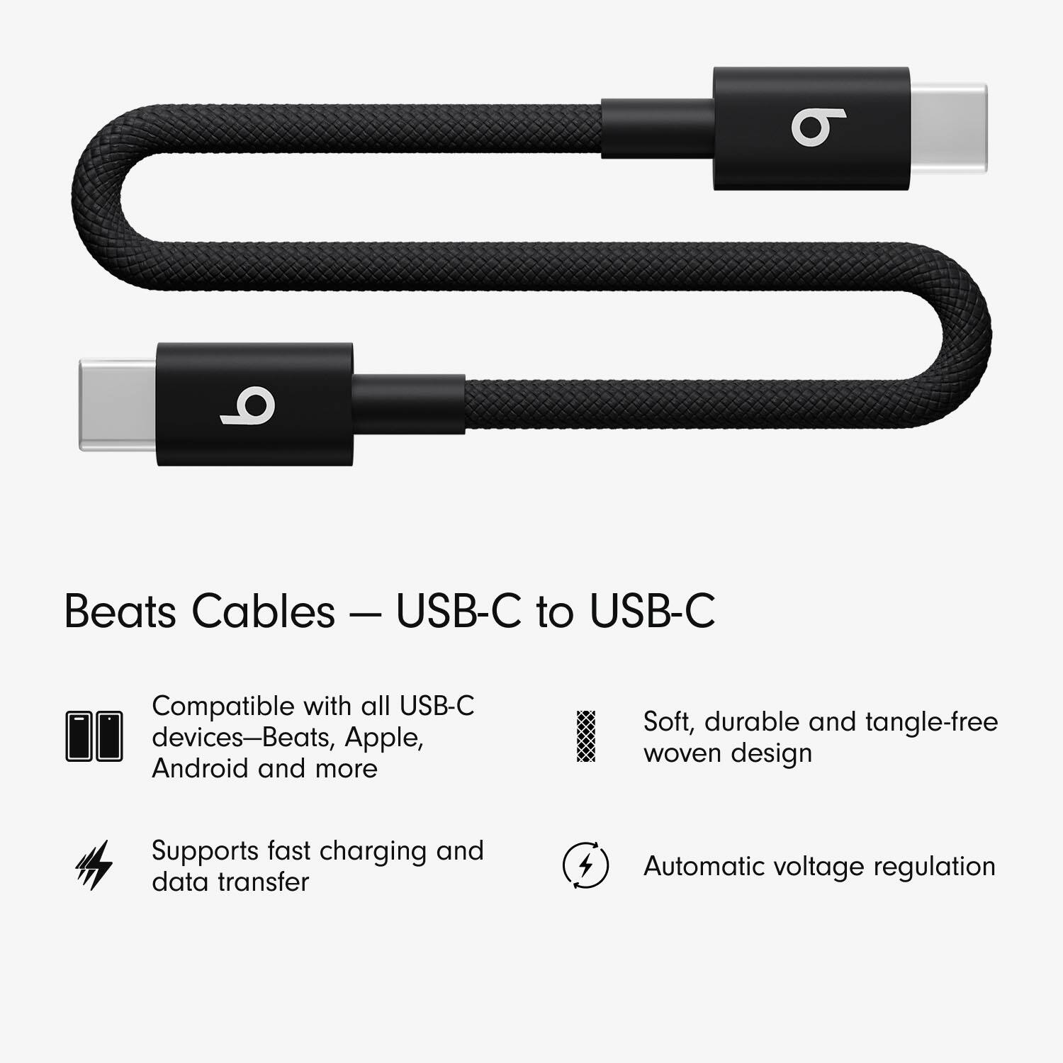 Alt View 11. Beats - 8" USB-C to USB-C Woven Short Cable - Bolt Black.
