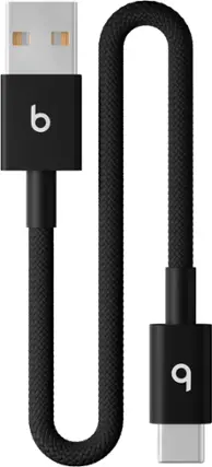Front. Beats - 8" USB-A to USB-C Woven Short Cable - Bolt Black.