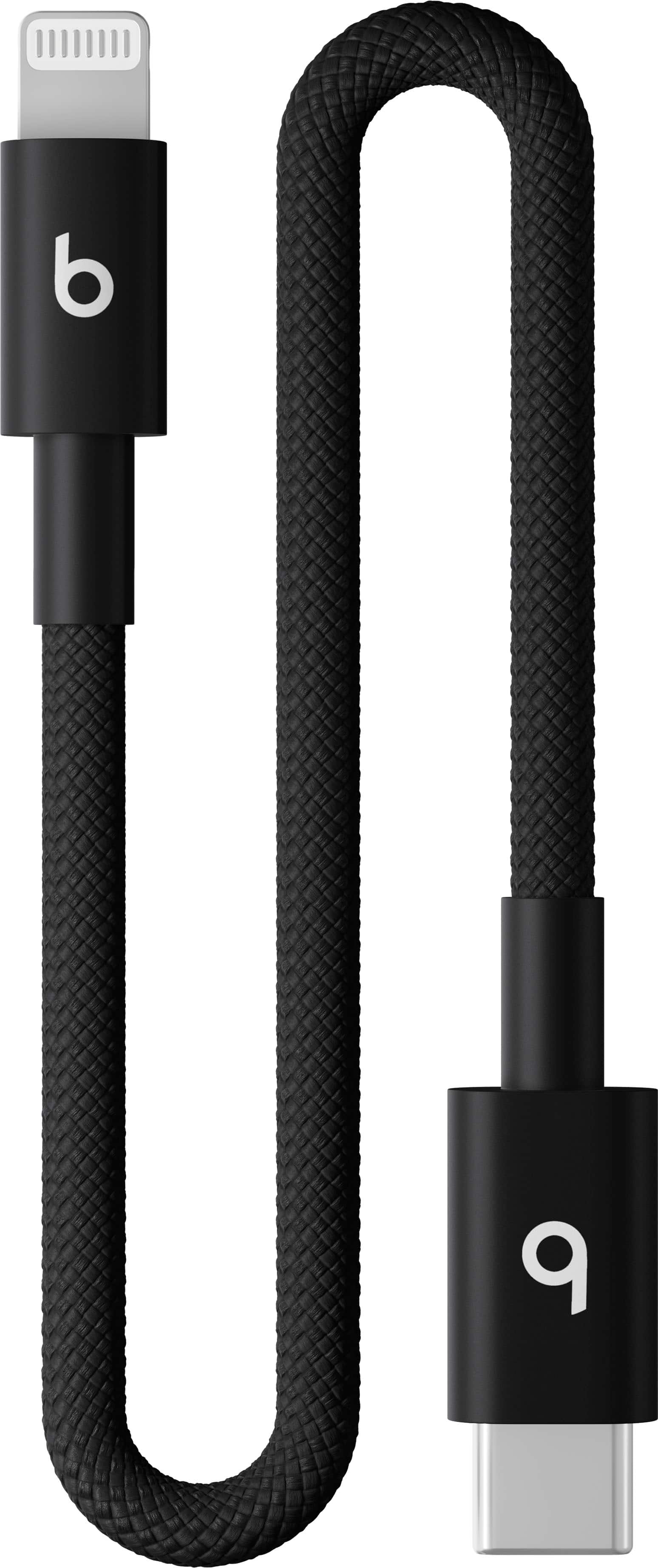 Beats - 8" USB-C to Lightning Woven Short Cable - Bolt Black - Front_Zoom