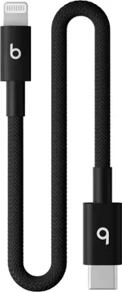 Beats - 8" USB-C to Lightning Woven Short Cable - Bolt Black