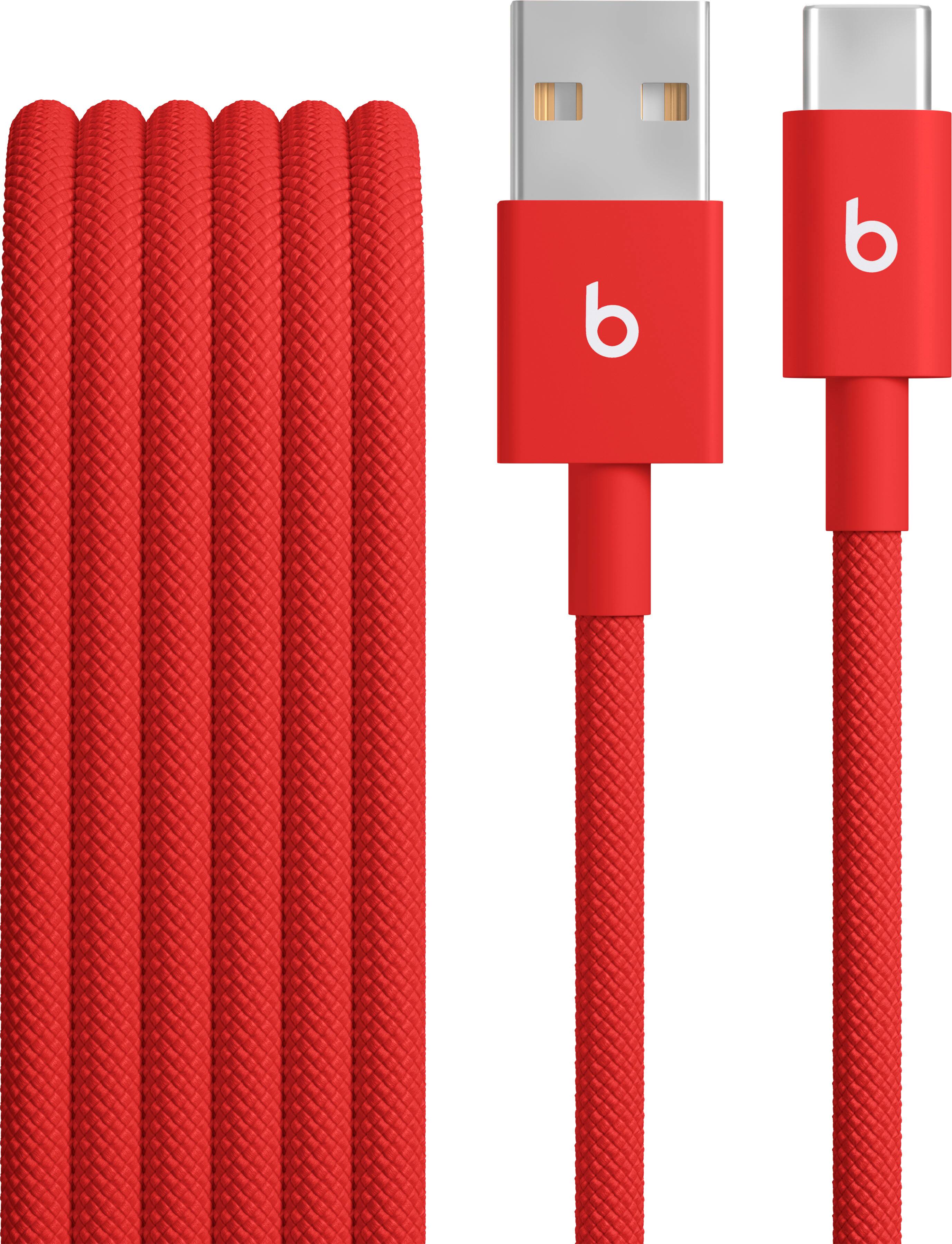 Beats - 5' USB-A to USB-C Woven Cable - Rapid Red