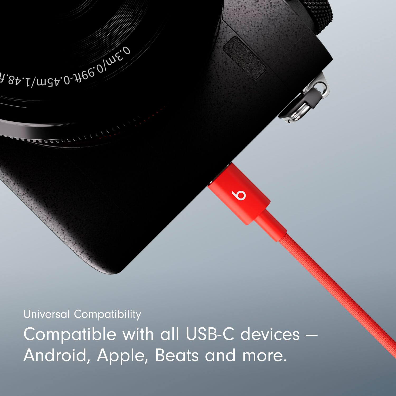 Alt View 12. Beats - 5' USB-A to USB-C Woven Cable - Rapid Red.